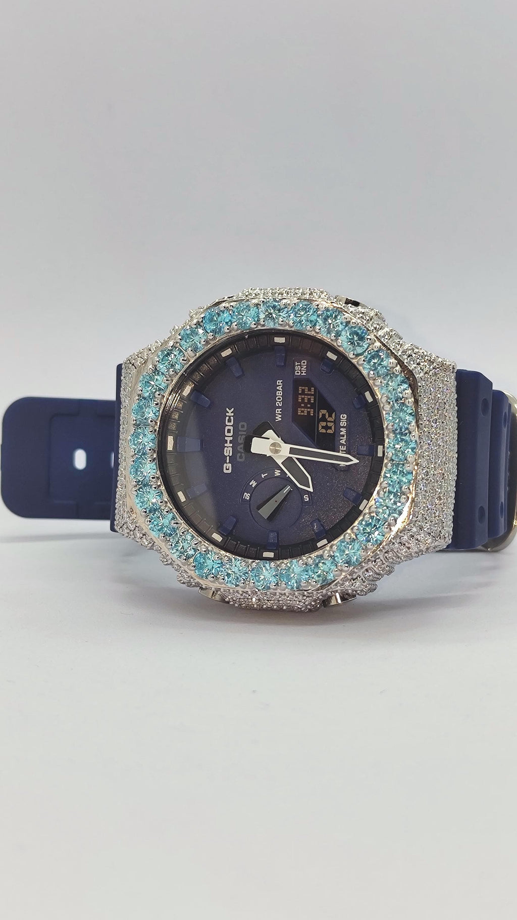 Iced Out Aqua Blue Moissanite Watch | Hip Hop Style Timepiece