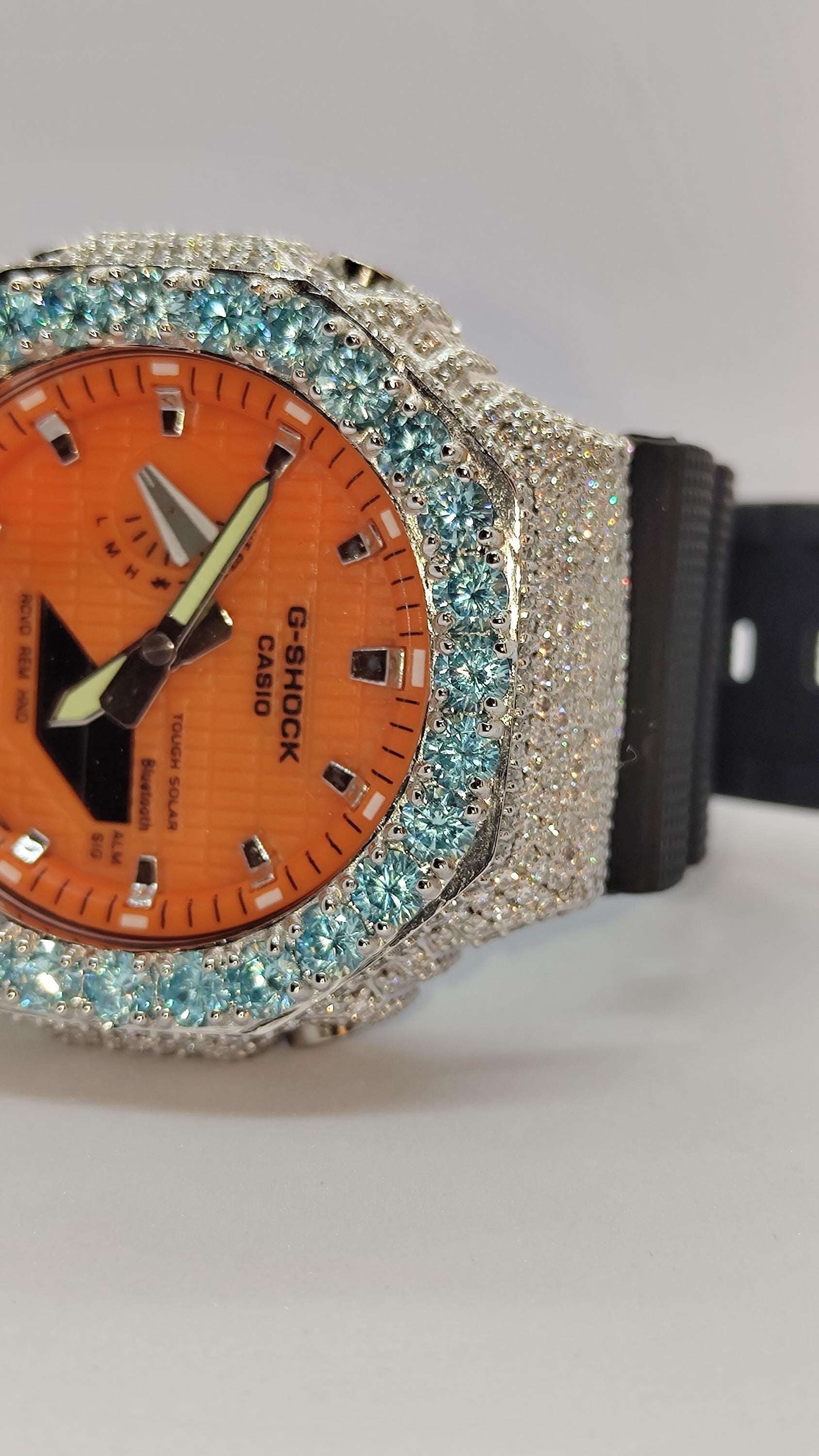 Iced Out Aqua Blue Moissanite Watch | Luxury Hip Hop Timepiece