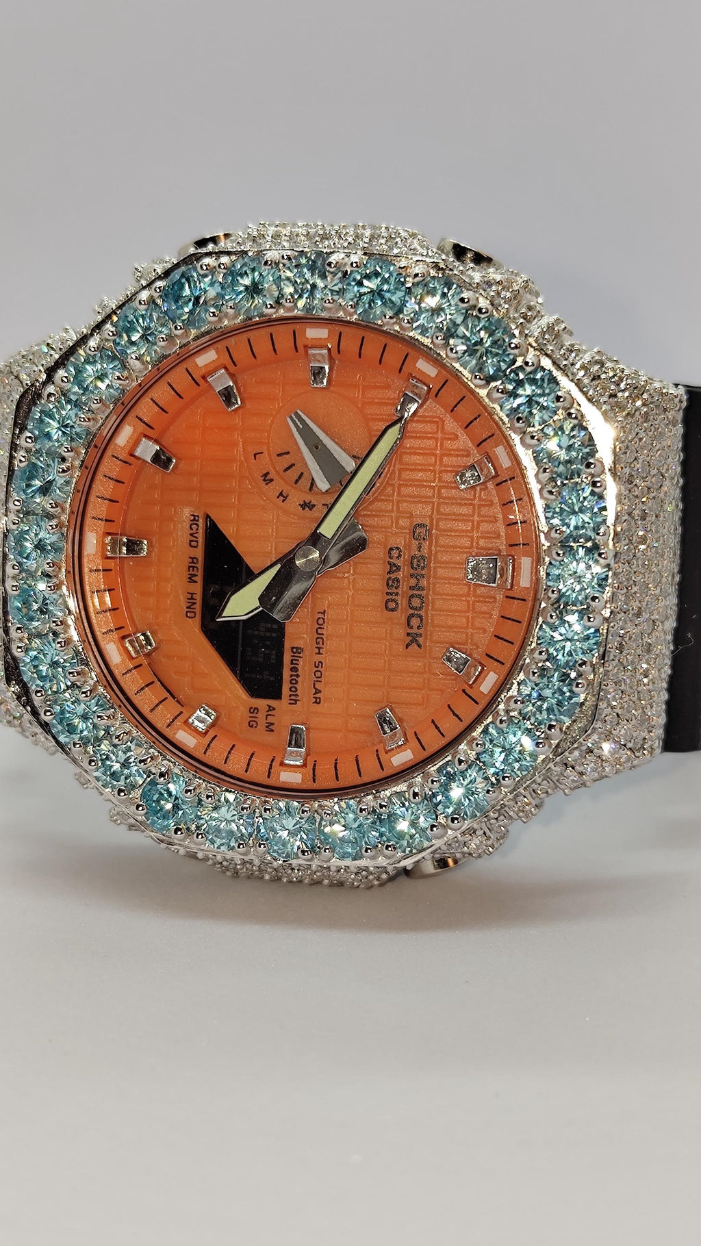 Iced Out Aqua Blue Moissanite Watch | Luxury Hip Hop Timepiece