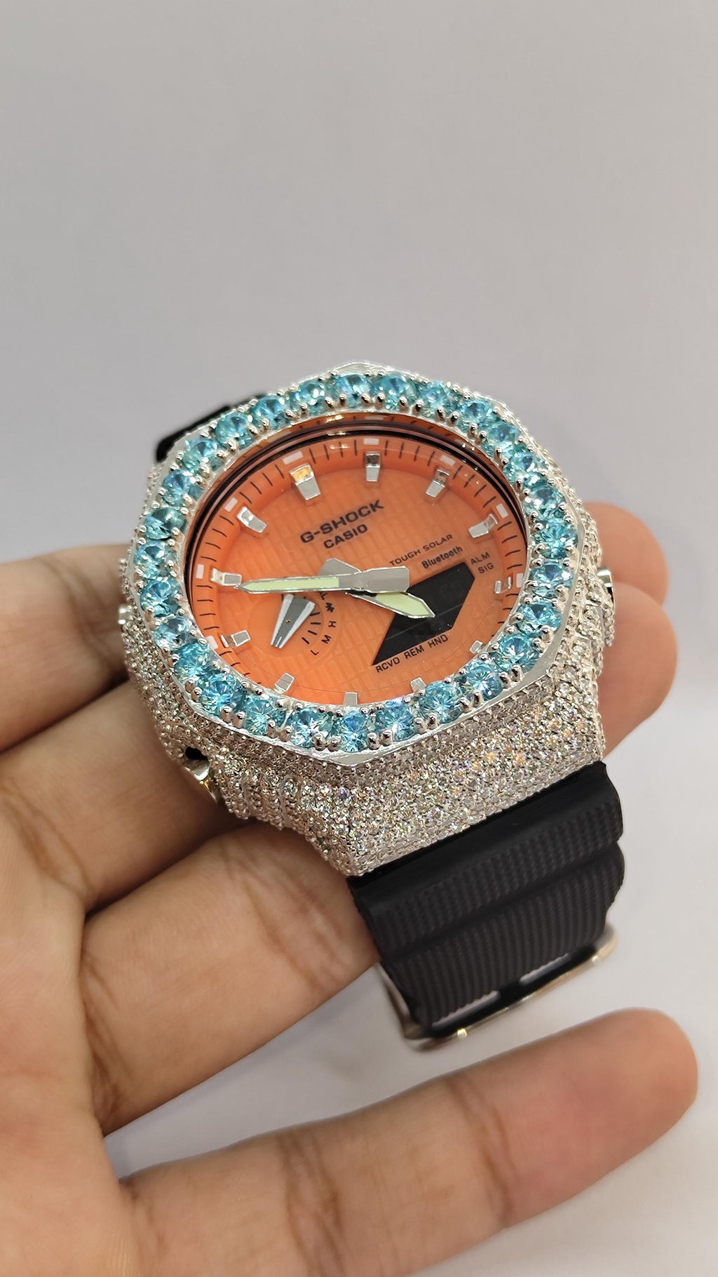 Iced Out Aqua Blue Moissanite Watch | Luxury Hip Hop Timepiece