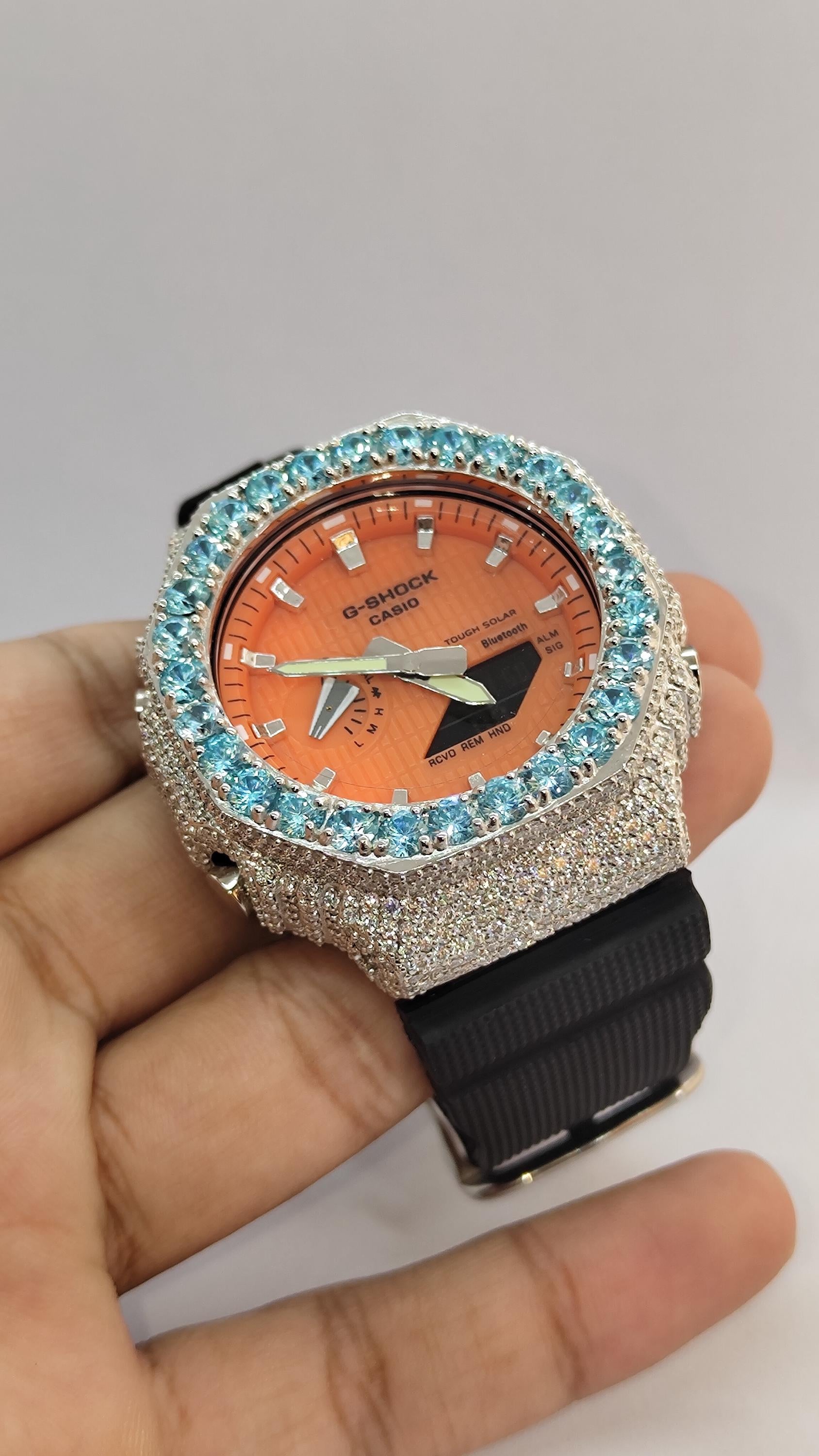 Iced Out Aqua Blue Moissanite Watch | Luxury Hip Hop Timepiece