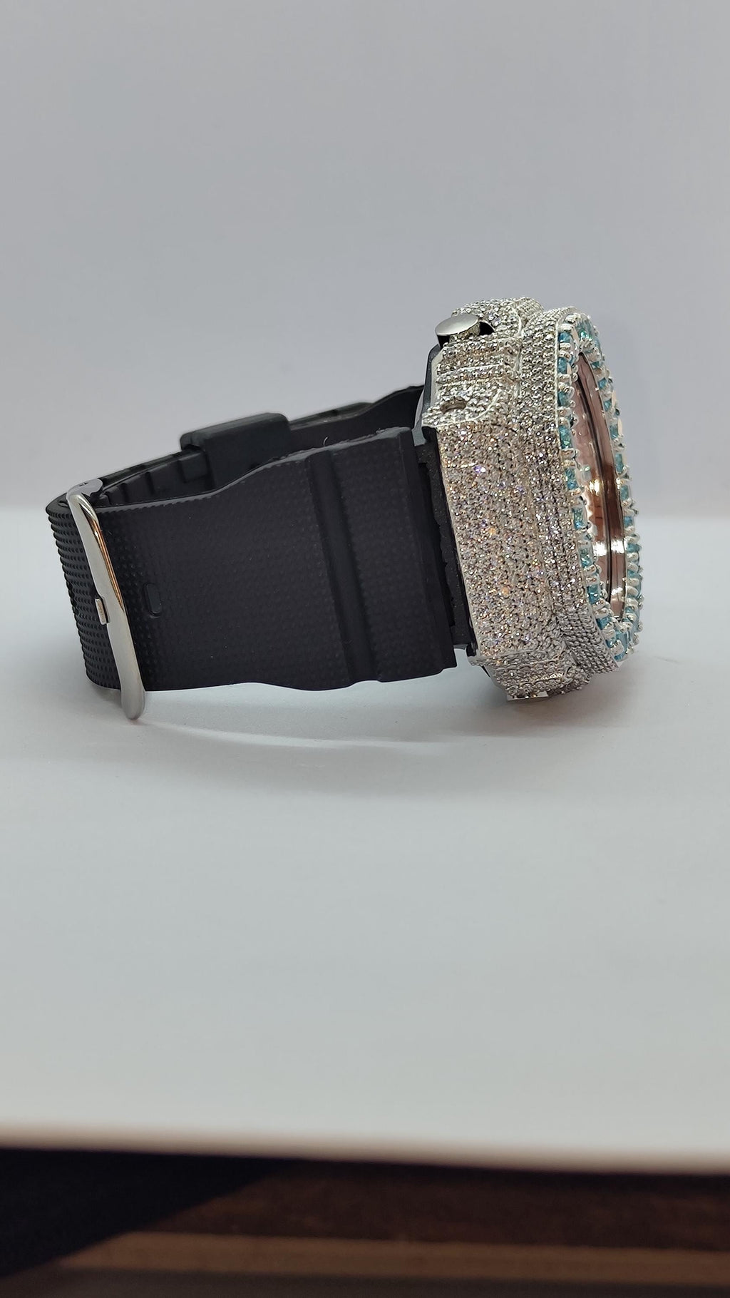 Iced Out Aqua Blue Moissanite Watch | Luxury Hip Hop Timepiece