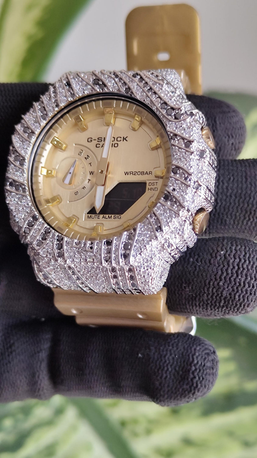 Iced Out White Watch | Custom Moissanite Diamond Bezel, Hip Hop Streetwear Accessory