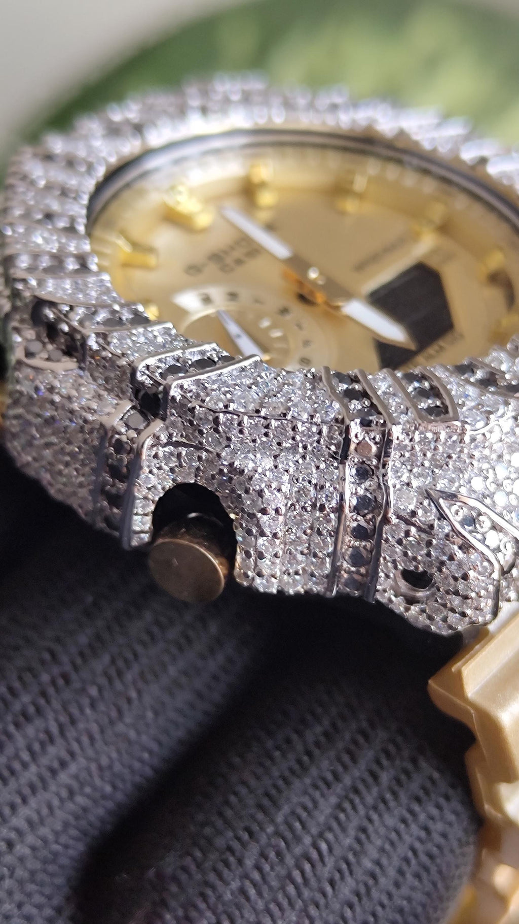Iced Out White Watch | Custom Moissanite Diamond Bezel, Hip Hop Streetwear Accessory