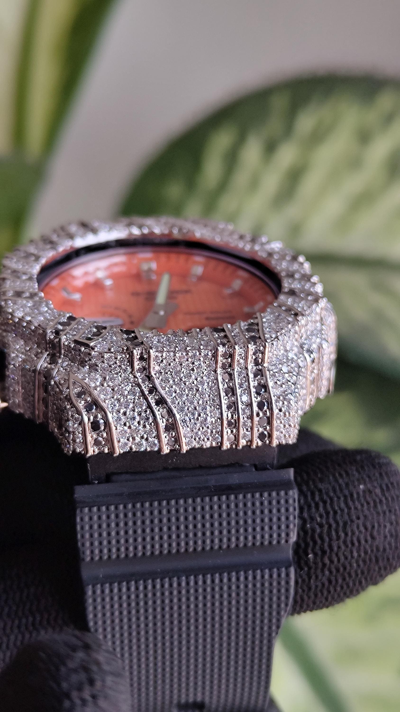 Iced Out White & Black Moissanite Watch | Custom Hip Hop Streetwear Jewelry