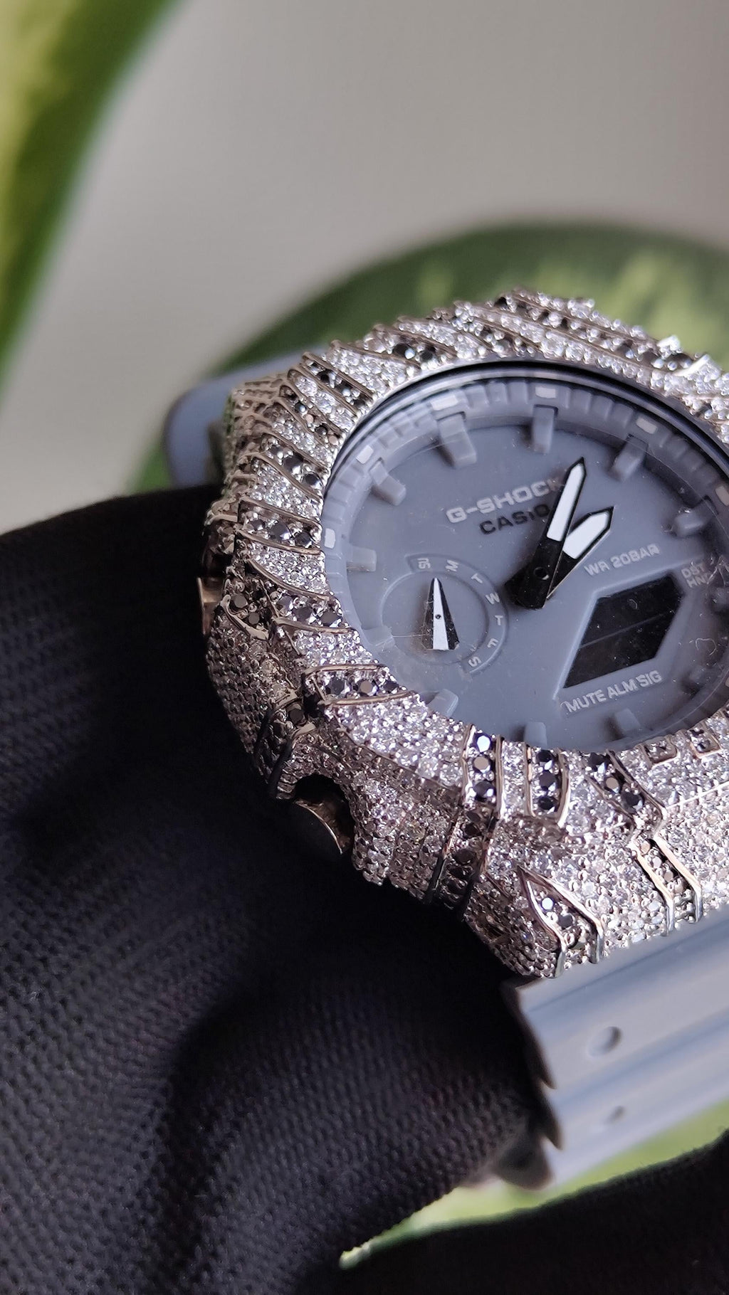 Iced Out Moissanite Watch | White & Black Hip Hop Streetwear Timepiece