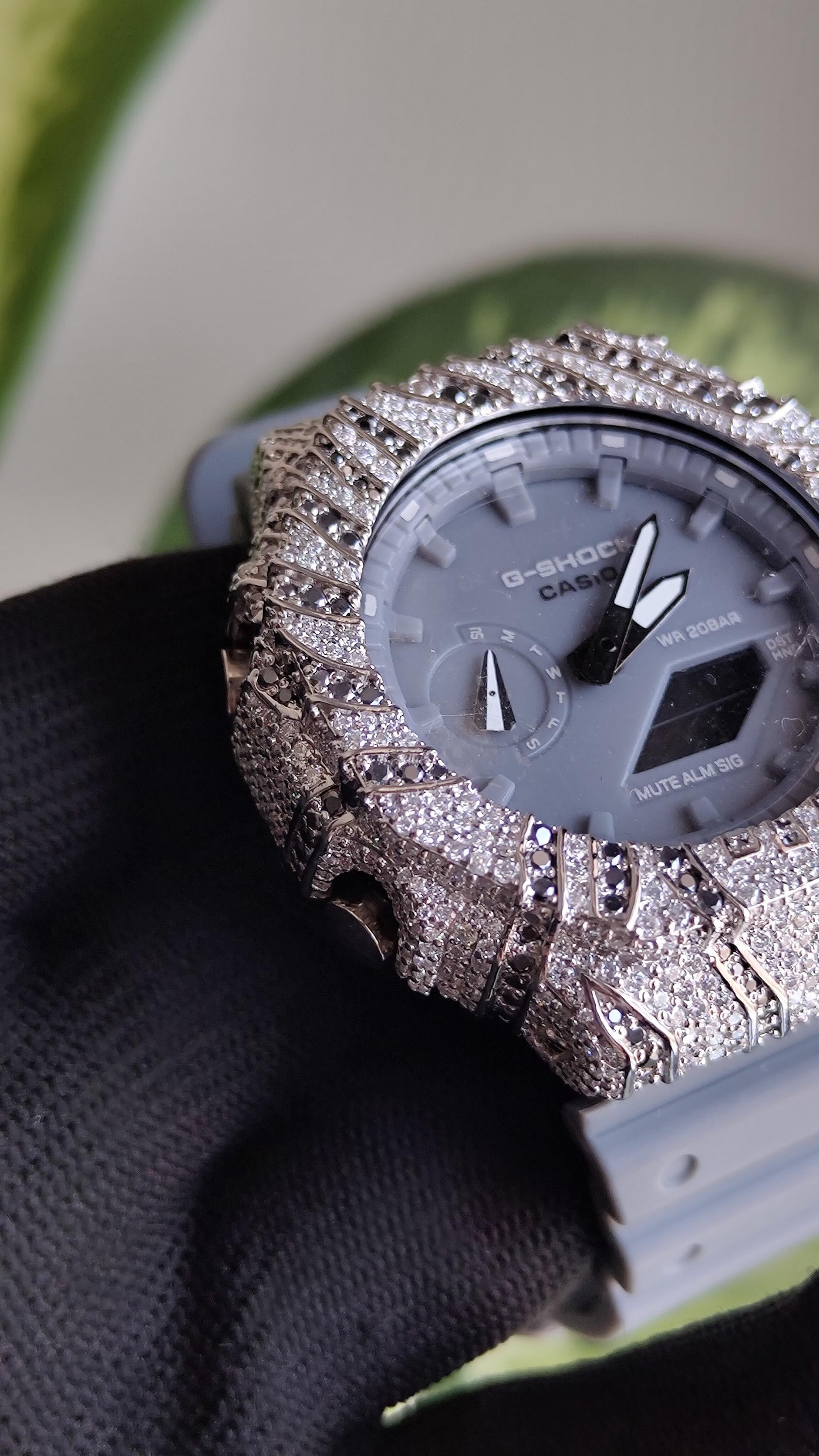 Iced Out Moissanite Watch | White & Black Hip Hop Streetwear Timepiece