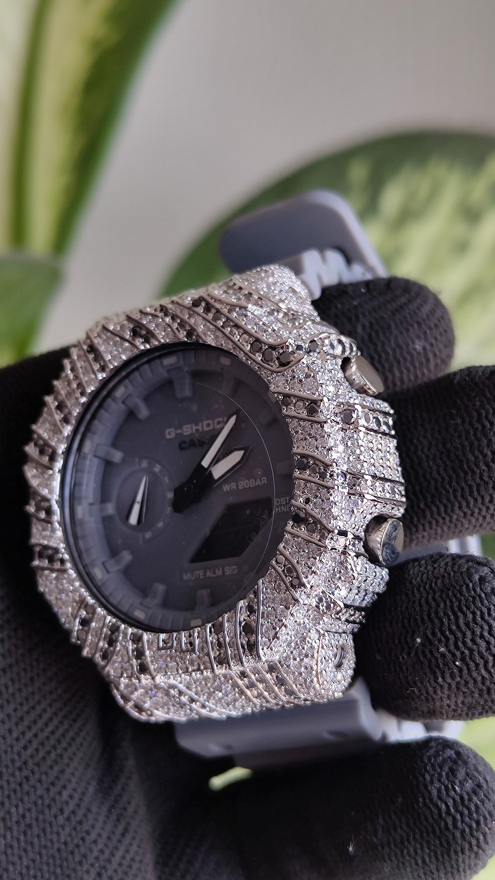 Iced Out Moissanite Watch | White & Black Hip Hop Streetwear Timepiece