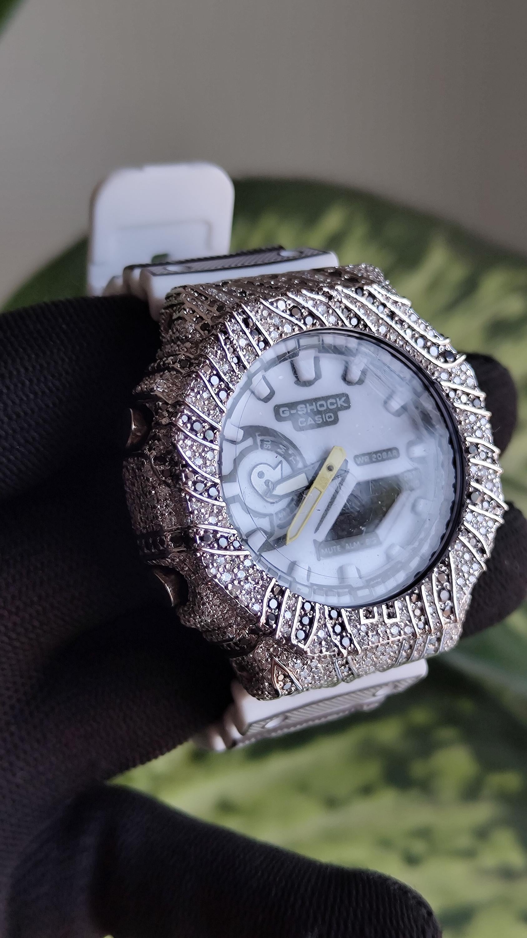 Iced Out Moissanite Watch | White Black Custom Hip Hop Streetwear timepiece