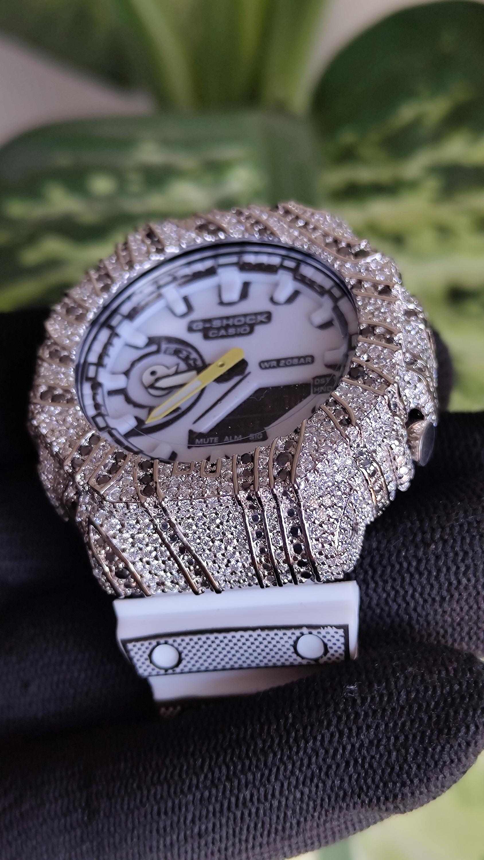 Iced Out Moissanite Watch | White Black Custom Hip Hop Streetwear timepiece
