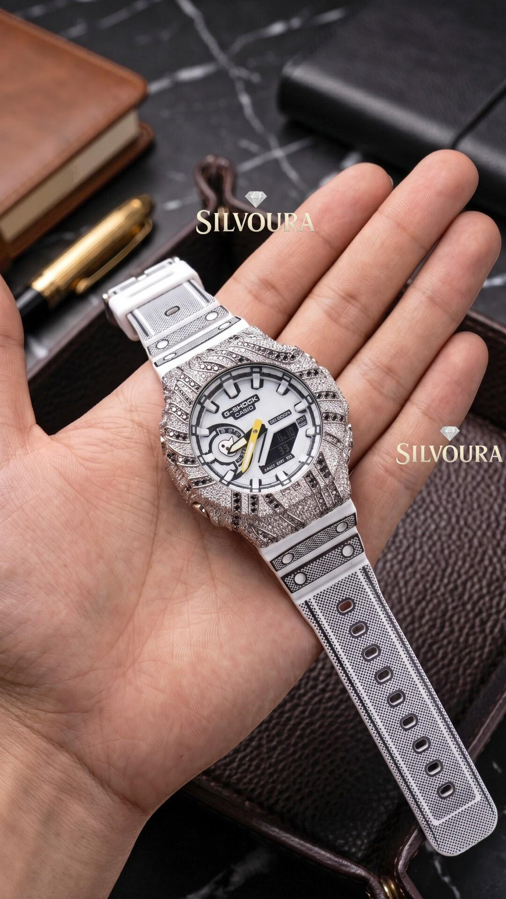 Iced Out Moissanite Watch | White Black Custom Hip Hop Streetwear timepiece