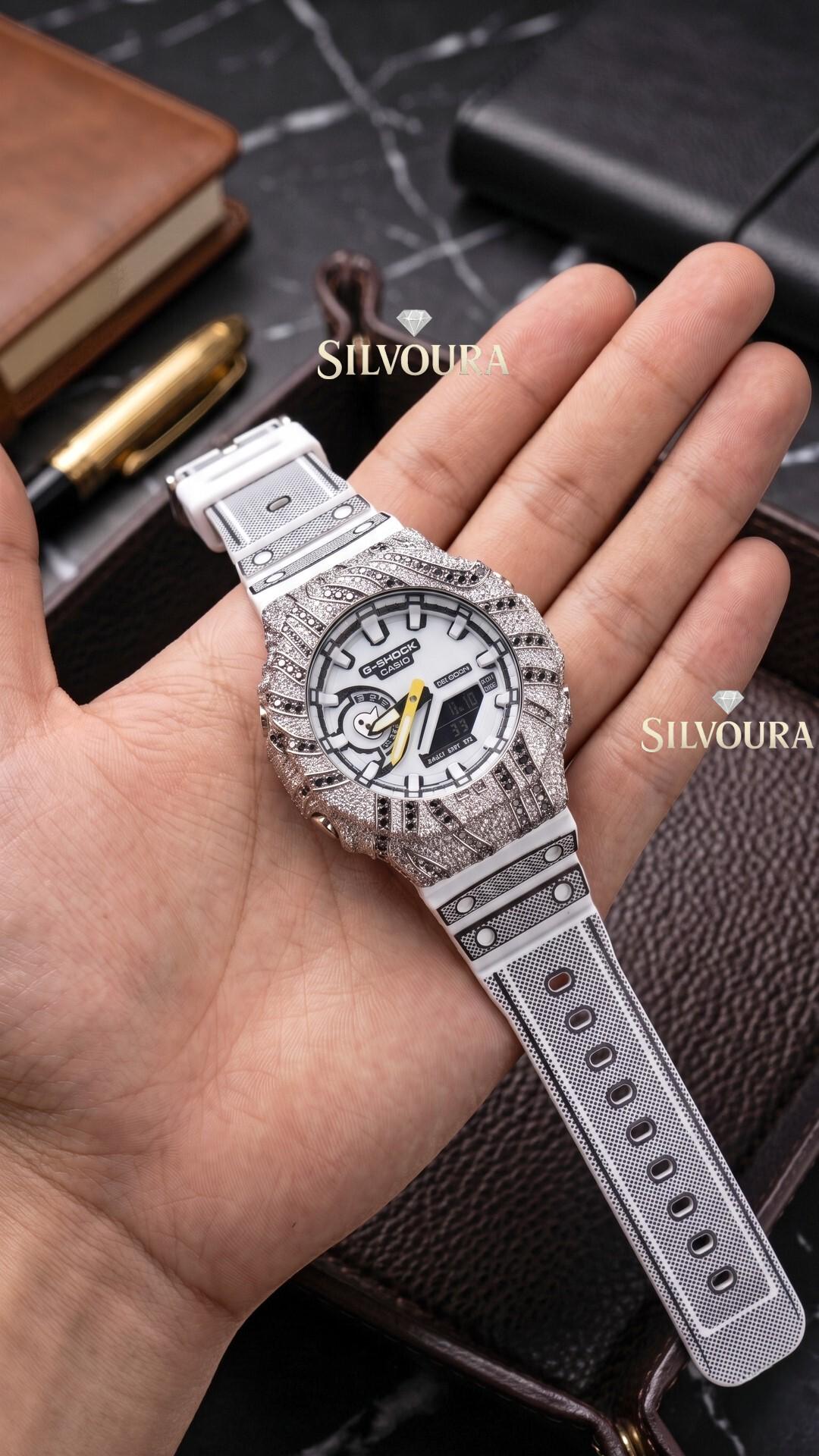 Iced Out Moissanite Watch | White Black Custom Hip Hop Streetwear timepiece