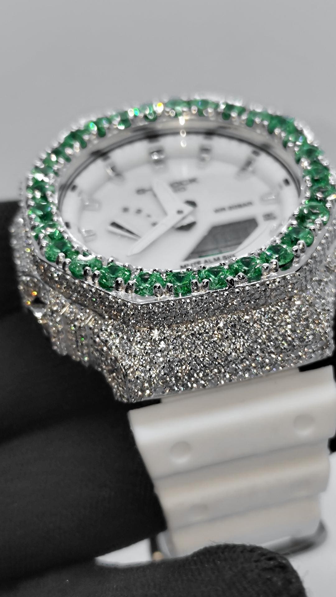 Iced Out green stone Moissanite Watch | Hip Hop Style Timepiece