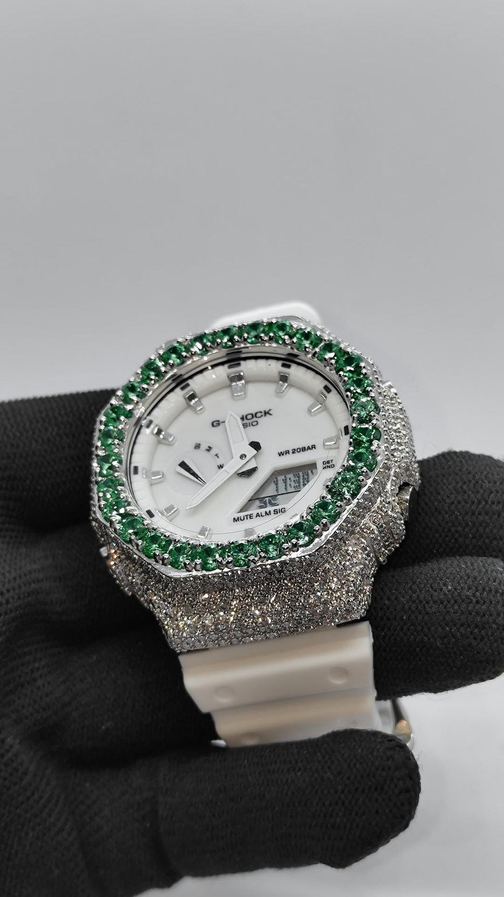 Iced Out green stone Moissanite Watch | Hip Hop Style Timepiece