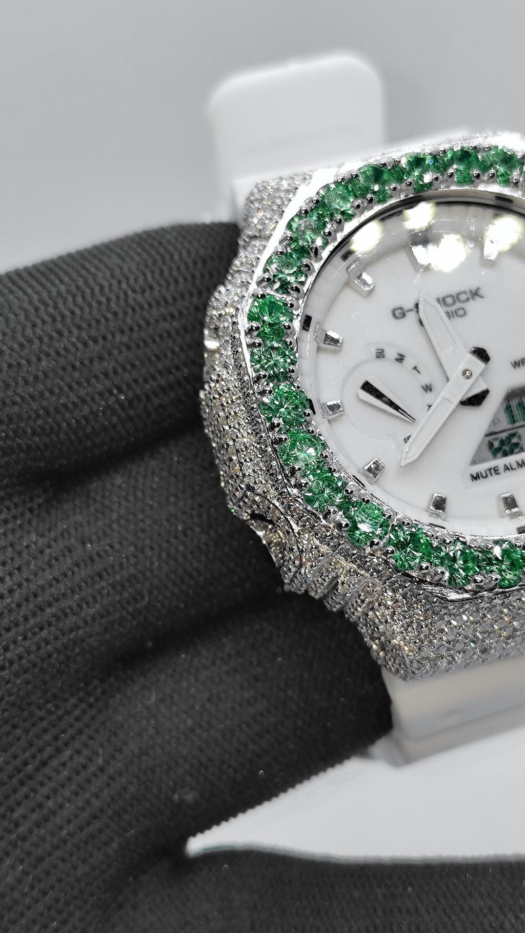 Iced Out green stone Moissanite Watch | Hip Hop Style Timepiece