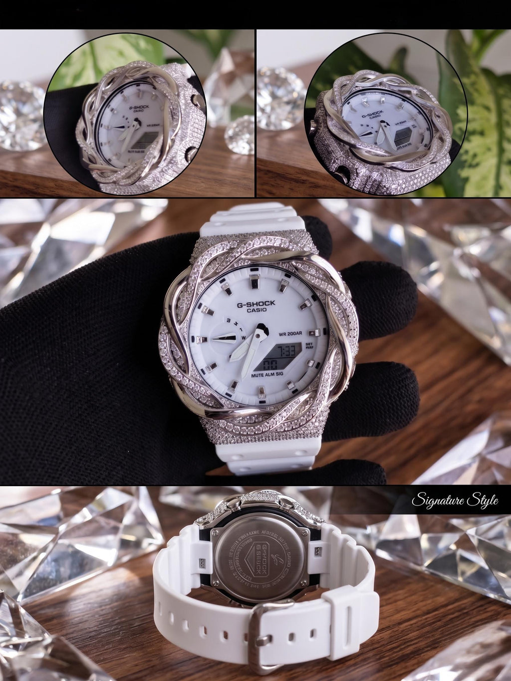 White Moissanite Iced Out Watch | Twisted Fluid Bezel design |  Moissanite Watch Gift
