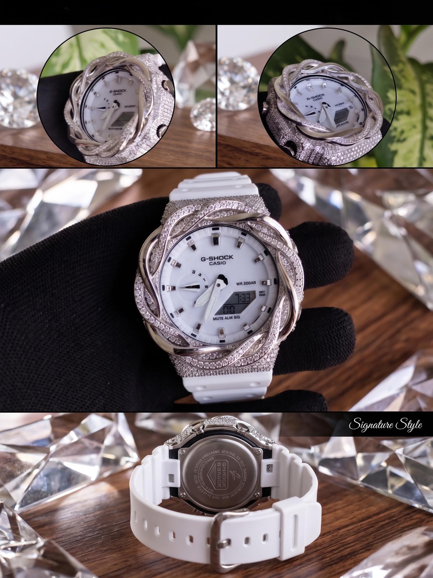 White Moissanite Iced Out Watch | Twisted Fluid Bezel design |  Moissanite Watch Gift