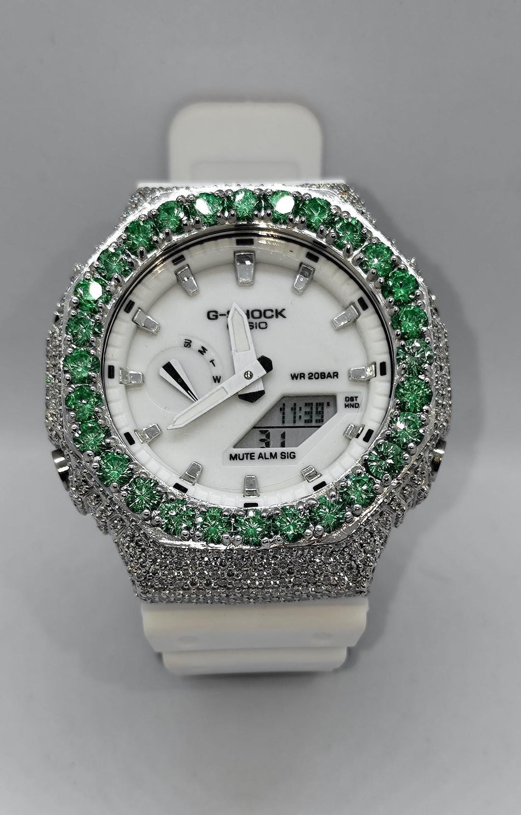 Iced Out green stone Moissanite Watch | Hip Hop Style Timepiece