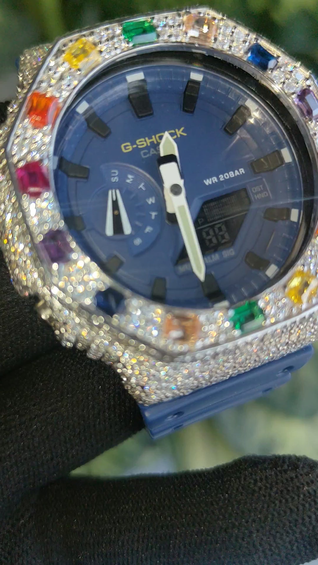 Custom Iced Out Watch: VVS Moissanite, Rainbow Dial by Silvoura