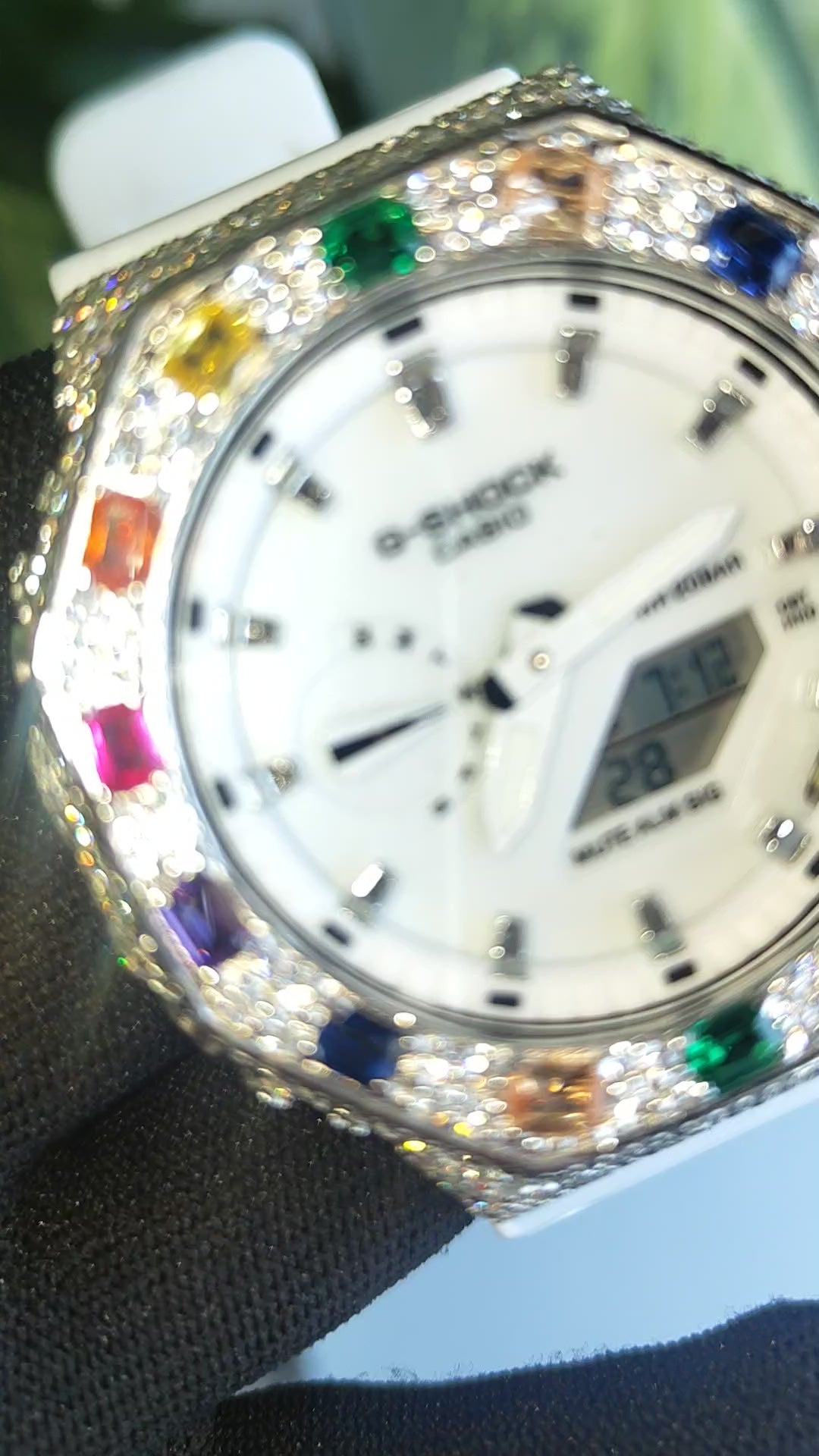 Custom Iced Out Watch: VVS Moissanite, Rainbow Dial by Silvoura