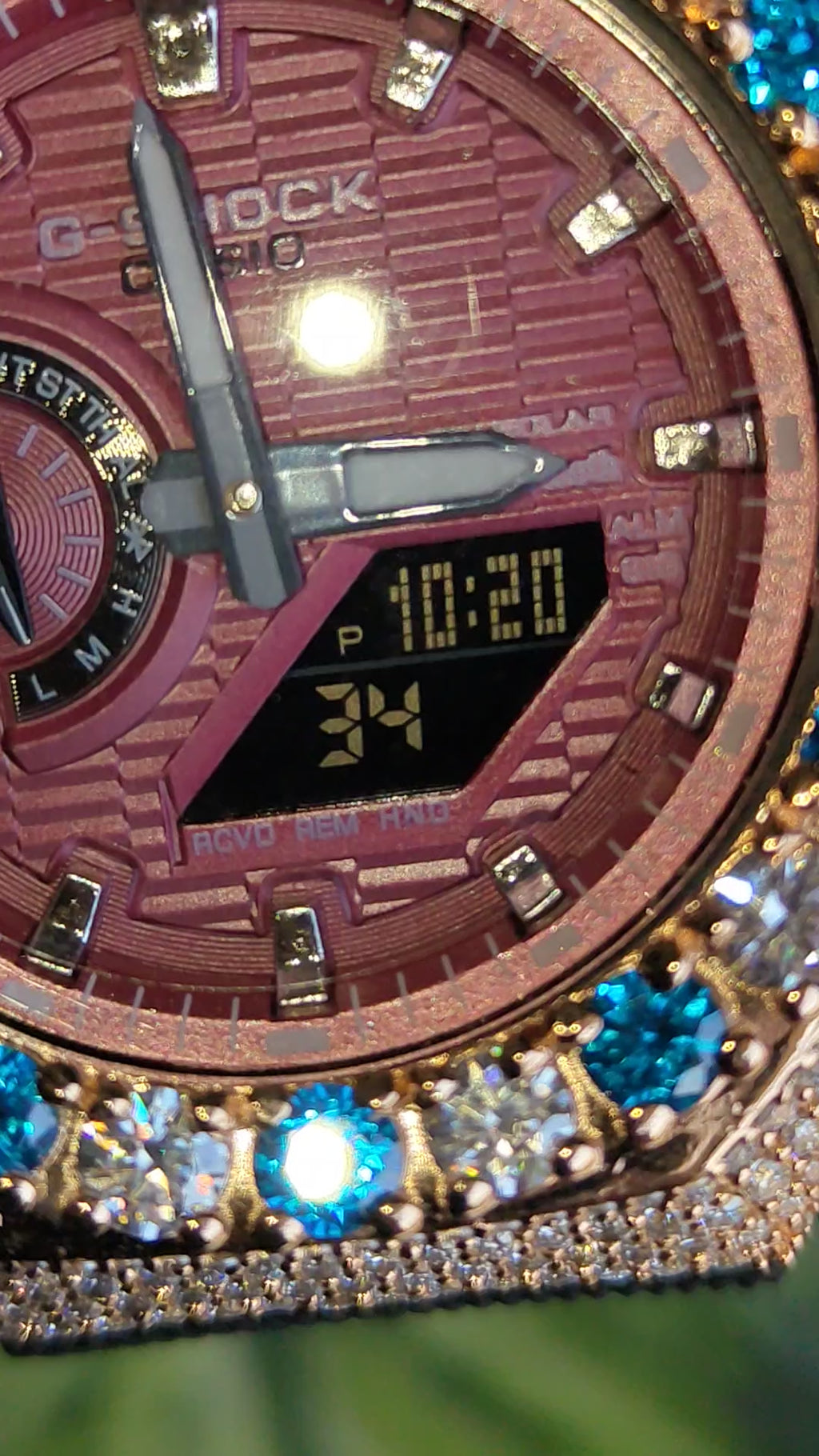 Custom Iced Out Butterfly Moissanite Watch ,Blue & White stones by Silvoura